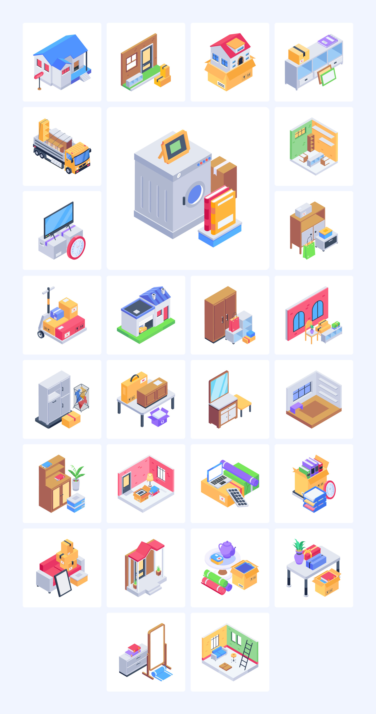 Moving Home Isometric Icons Moving Home Isometric Icons