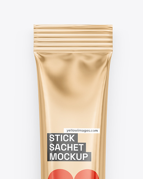 Glossy Metallic Stick Sachet Mockup