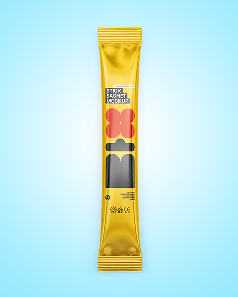 Glossy Metallic Stick Sachet Mockup