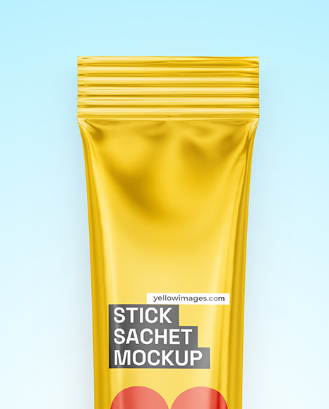 Glossy Metallic Stick Sachet Mockup