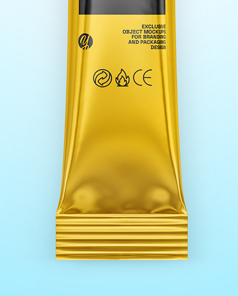 Glossy Metallic Stick Sachet Mockup