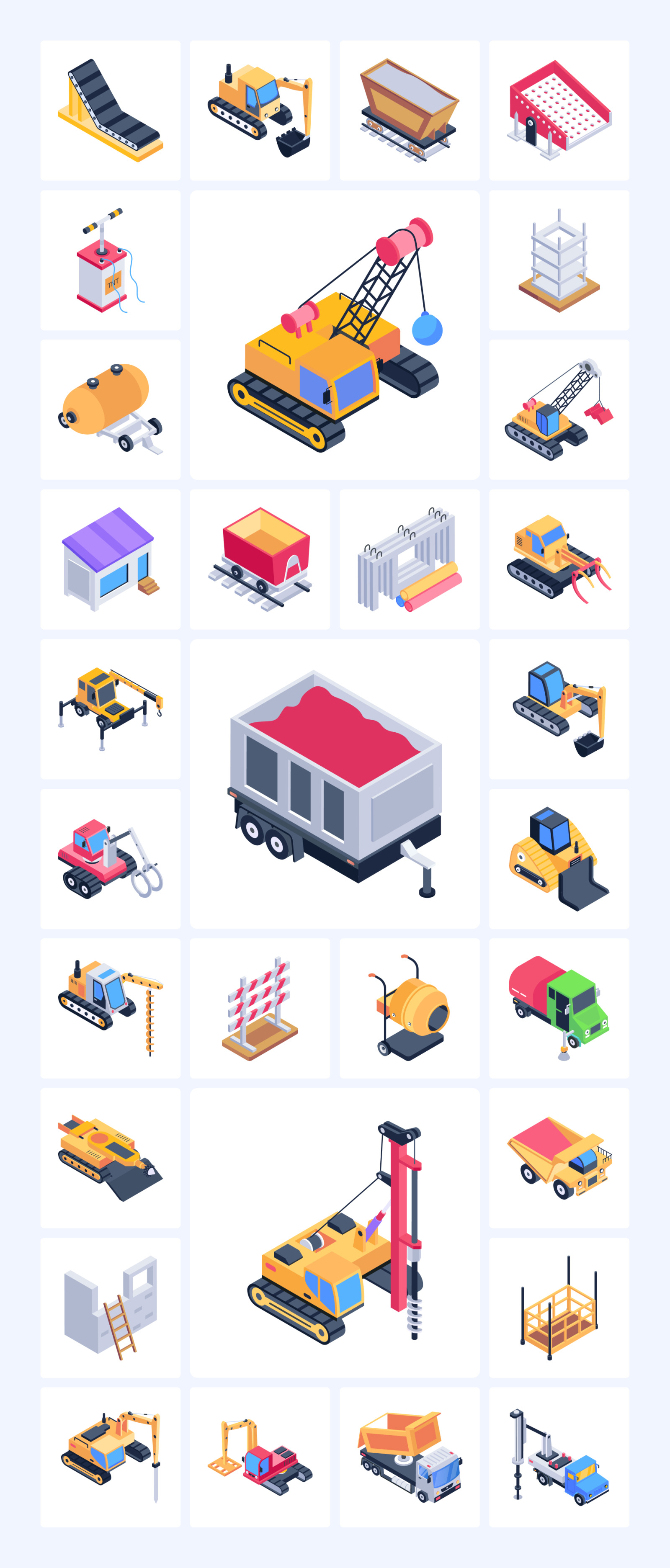 Mining Machinery Isometric Icons Mining Machinery Isometric Icons