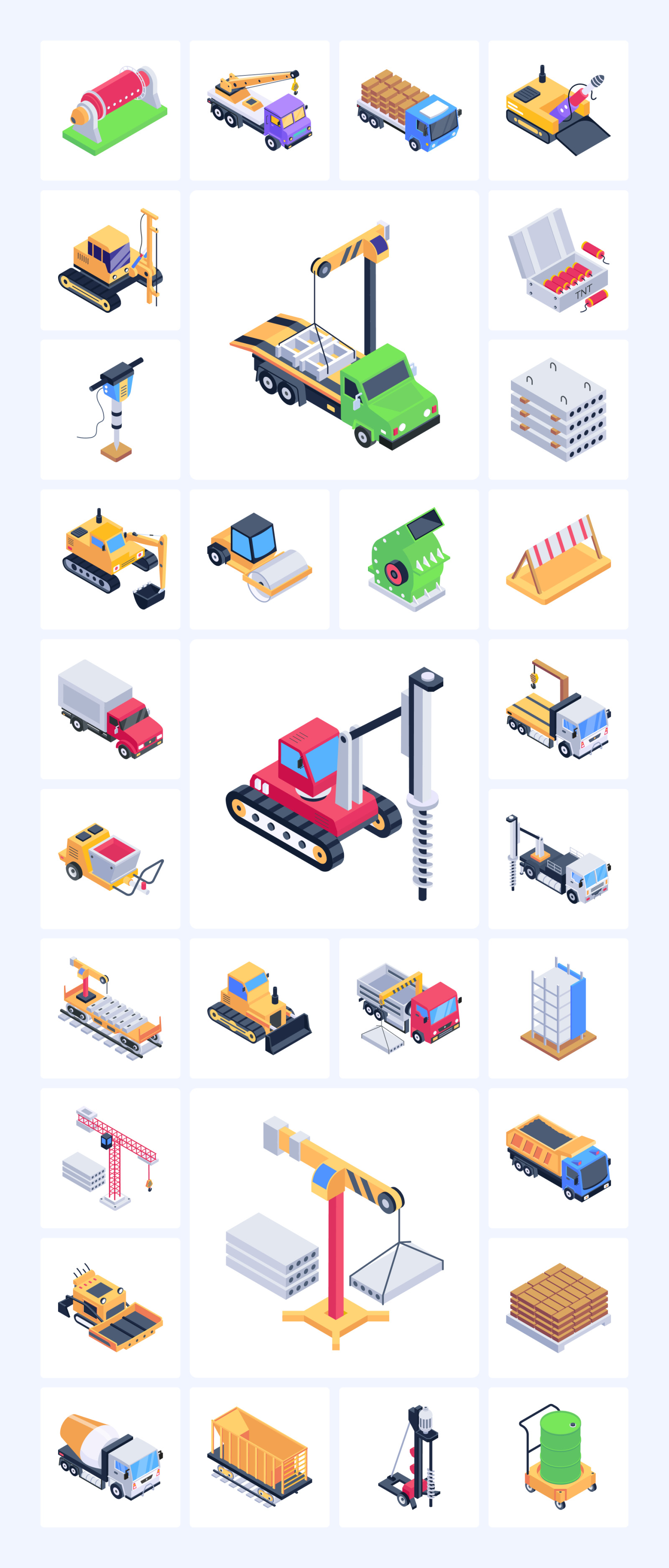 Mining Machinery Isometric Icons Mining Machinery Isometric Icons