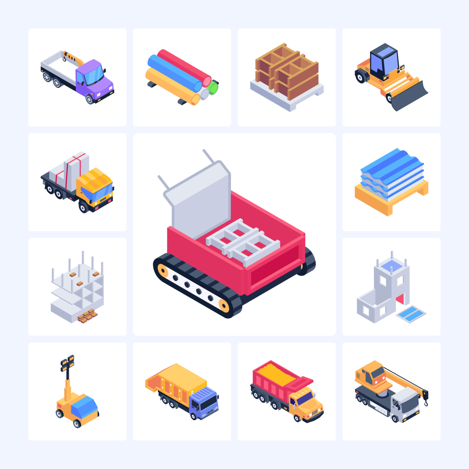 Mining Machinery Isometric Icons Mining Machinery Isometric Icons