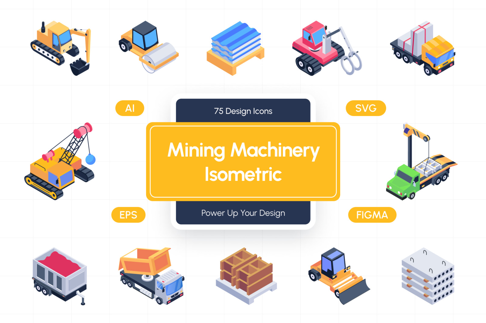 Mining Machinery Isometric Icons Mining Machinery Isometric Icons