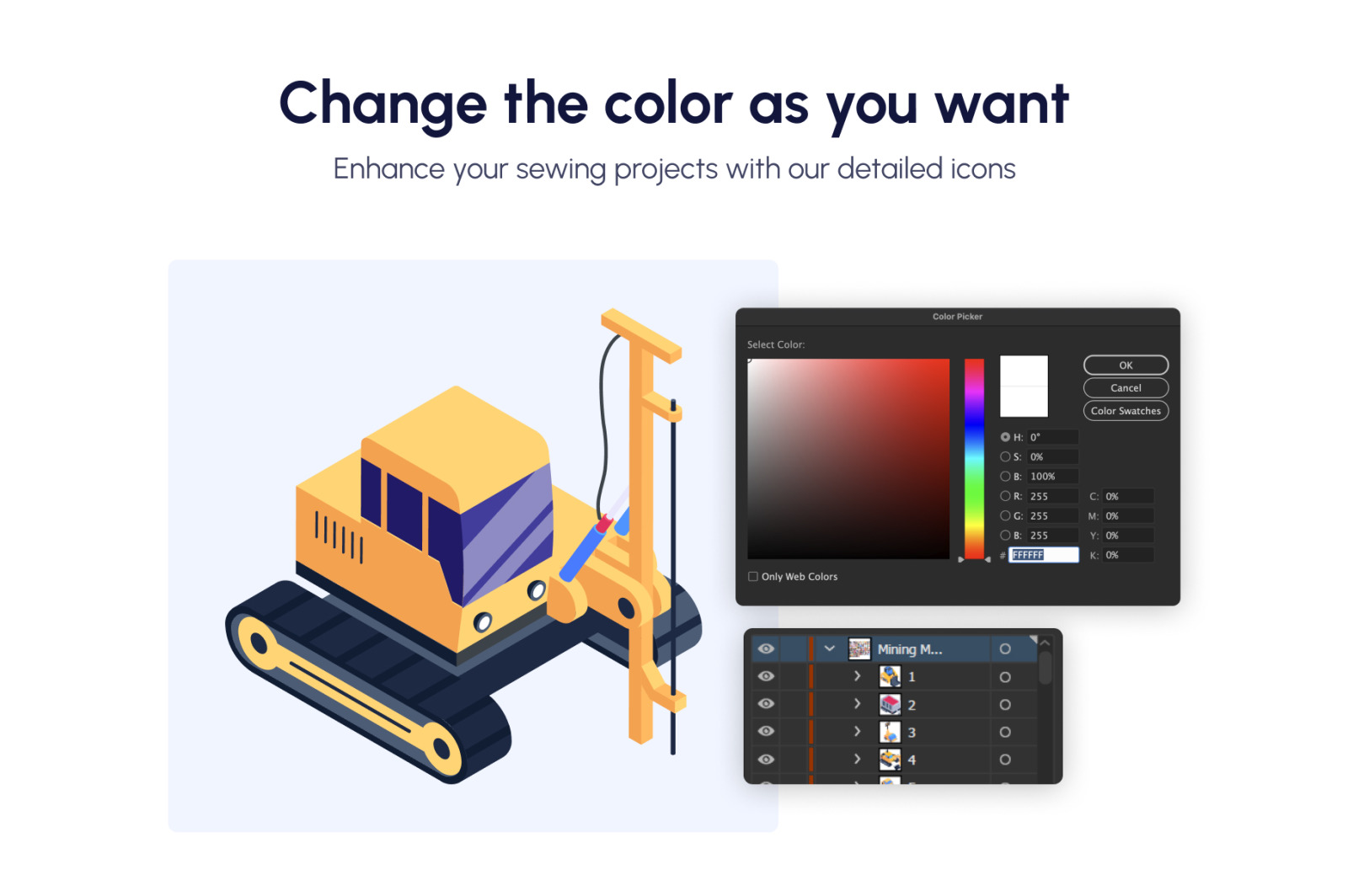 Mining Machinery Isometric Icons Mining Machinery Isometric Icons