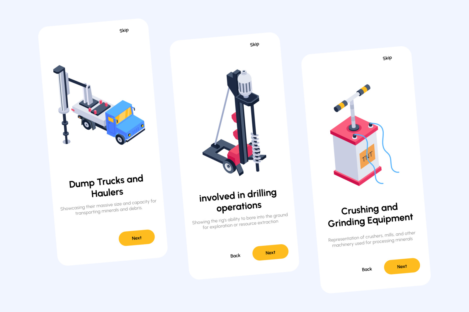Mining Machinery Isometric Icons Mining Machinery Isometric Icons