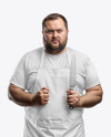 Man Wearing an Apron and Holding the Knife Mockup Man Wearing an Apron and Holding the Knife Mockup