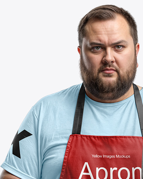 Man Wearing an Apron and Holding the Knife Mockup Man Wearing an Apron and Holding the Knife Mockup