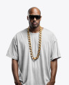 Man with Gold Chain and Sunglasses Wearing an Oversize T-Shirt Mockup
