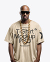 Man with Gold Chain and Sunglasses Wearing an Oversize T-Shirt Mockup