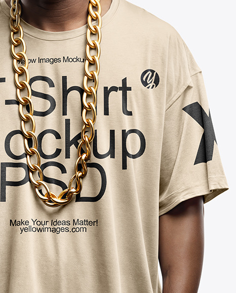 Man with Gold Chain and Sunglasses Wearing an Oversize T-Shirt Mockup