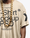 Man with Gold Chain and Sunglasses Wearing an Oversize T-Shirt Mockup