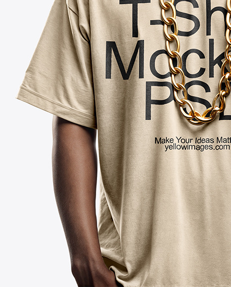 Man with Gold Chain and Sunglasses Wearing an Oversize T-Shirt Mockup