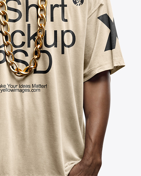 Man with Gold Chain and Sunglasses Wearing an Oversize T-Shirt Mockup