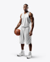Black Man Wearing a Full Basketball Kit Mockup