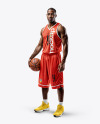 Black Man Wearing a Full Basketball Kit Mockup
