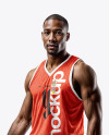 Black Man Wearing a Full Basketball Kit Mockup
