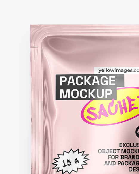 Glossy Metallic Sachet Mockup