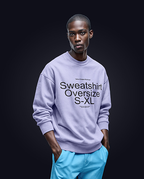 Man Wearing an Oversize Sweatshirt and Pants Mockup