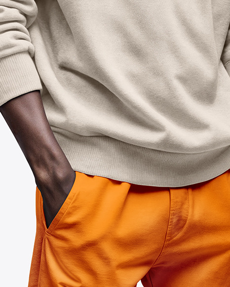 Man Wearing an Oversize Sweatshirt and Pants Mockup