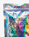 Holographic Metallized Sachet with Zip Lock Mockup