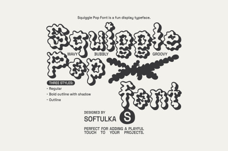 Squiggle Pop Font - Fun Display Type - Shadows