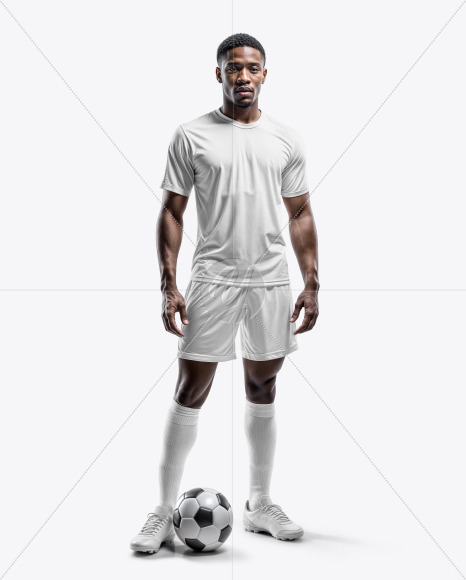 A Black Man Wearing a Full Soccer Kit with a Ball Mockup