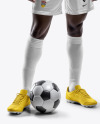 A Black Man Wearing a Full Soccer Kit with a Ball Mockup