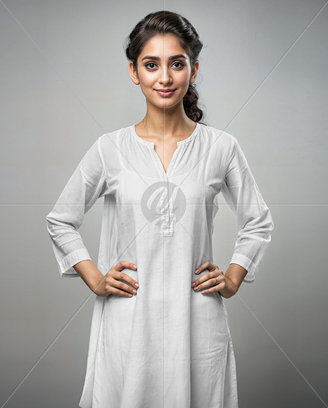 Indian Young Woman Wearing a Sari Dress Mockup