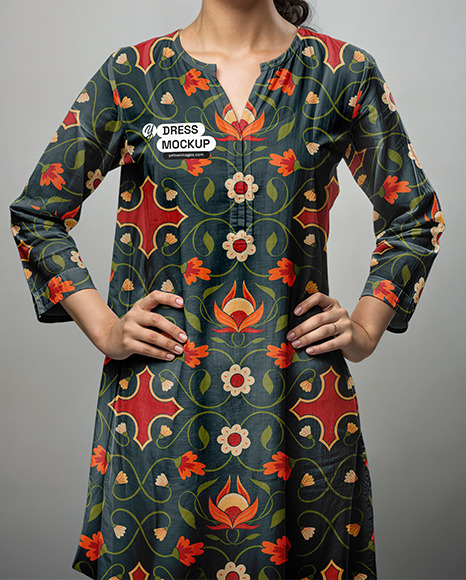 Indian Young Woman Wearing a Sari Dress Mockup