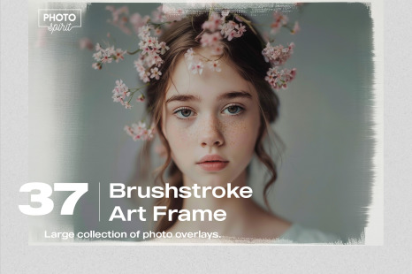 37 Brushstroke Art Frame Effect JPG and PNG Photo Overlays - Modern art