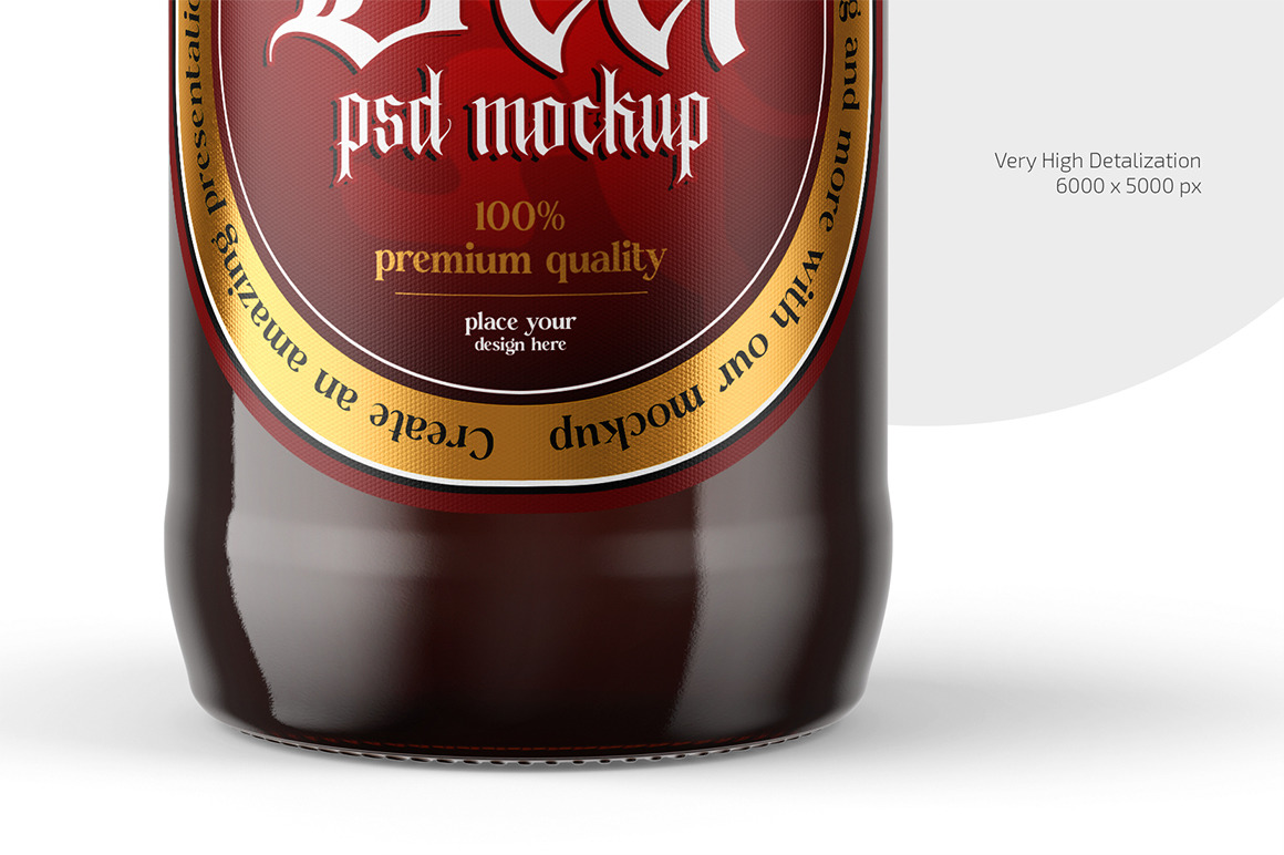 Amber Glass Beer Bottle Mockup Set Amber Glass Beer Bottle Mockup Set