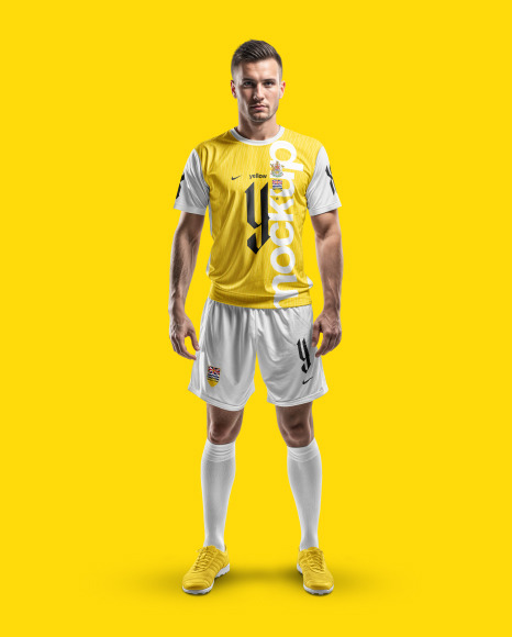 A Man Wearing a Full Soccer Kit Mockup
