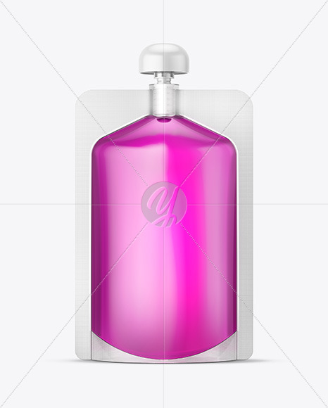 Transparent Plastic Doy-Pack w/ Liquid Mockup