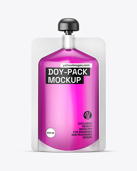 Transparent Plastic Doy-Pack w/ Liquid Mockup