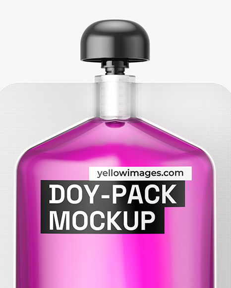 Transparent Plastic Doy-Pack w/ Liquid Mockup