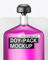 Transparent Plastic Doy-Pack w/ Liquid Mockup