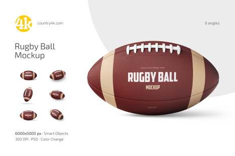 Rugby Ball Mockup Set - Leather