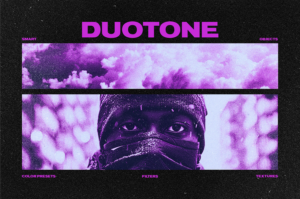 Retro Grainy Duotone Photo Effect Retro Grainy Duotone Photo Effect