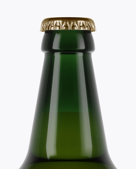 Green Glass Lager Beer Bottle Mockup