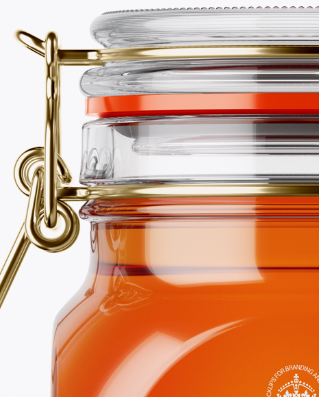 900ml Pure Honey Glass Jar w/ Clamp Lid Mockup