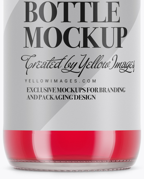 Clear Glass Pink Drink Bottle Mockup