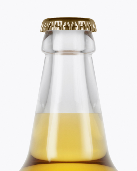 Clear Glass Lager Beer Bottle Mockup