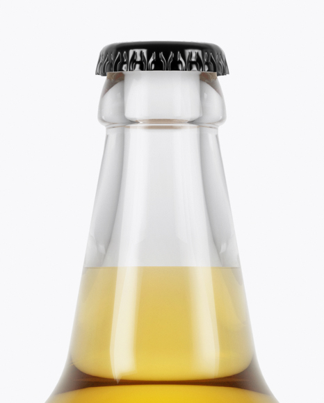 Clear Glass Lager Beer Bottle Mockup