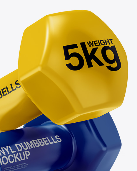 Glossy Dumbbells Mockup - Half Side View