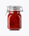 900ml Strawberry Jam Glass Jar w/ Clamp Lid Mockup