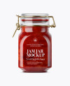 900ml Strawberry Jam Glass Jar w/ Clamp Lid Mockup