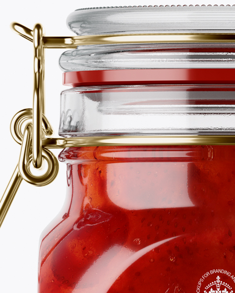 900ml Strawberry Jam Glass Jar w/ Clamp Lid Mockup - Free Download