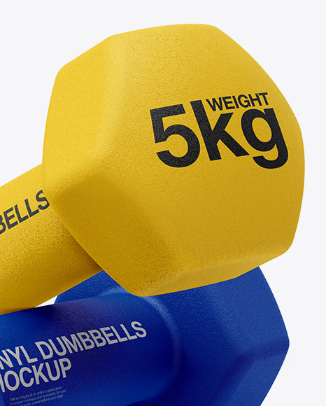 Textured Dumbbells Mockup - Half Side View - Free Download Images High